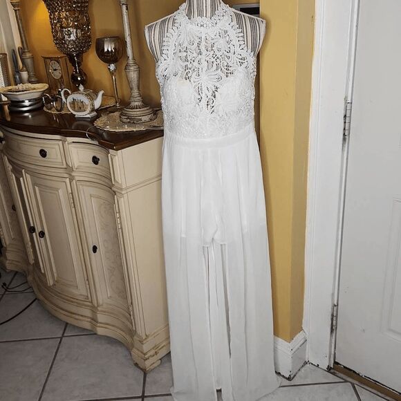 Love culture white lace romper with skirt women's size M - Picture 1 of 7